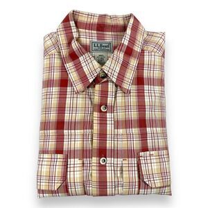 LL Bean Shirt Mens Large L Plaid Long‎ Sleeve Button Down